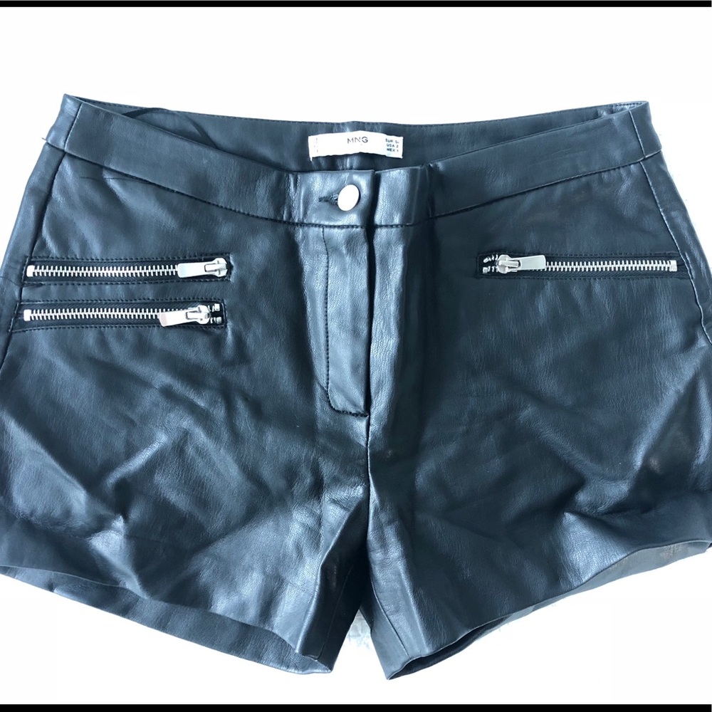 MANGO black leather shorts
